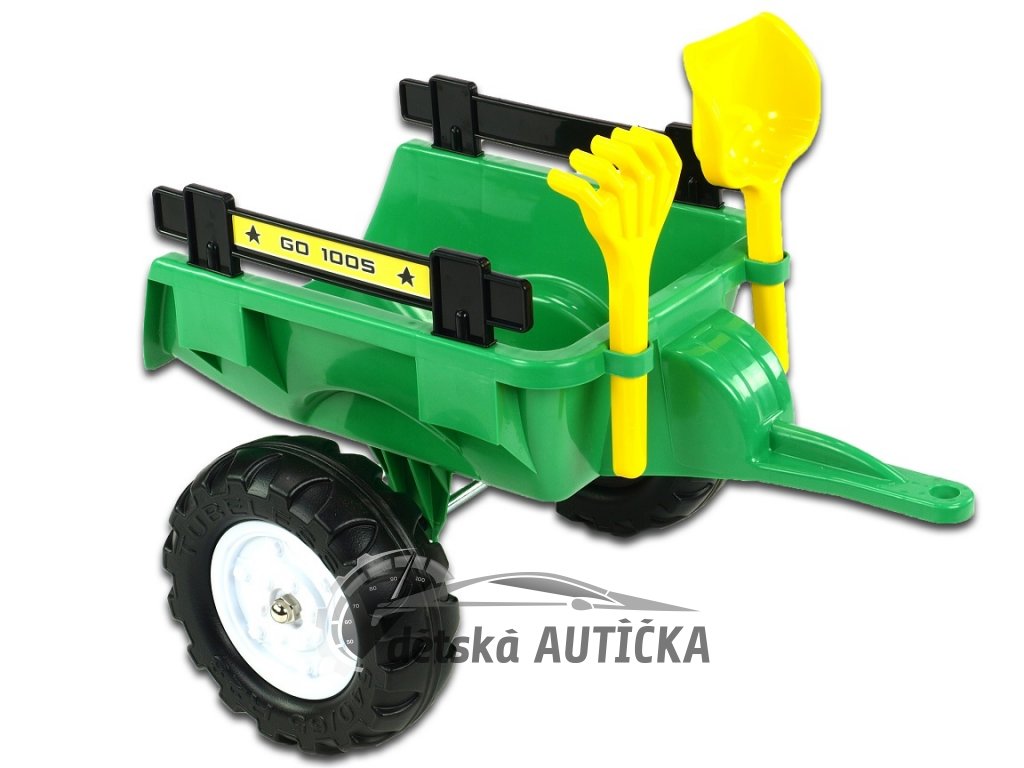 Vlek za traktor Trailer střední 2 kolový, s nářadím, zelený