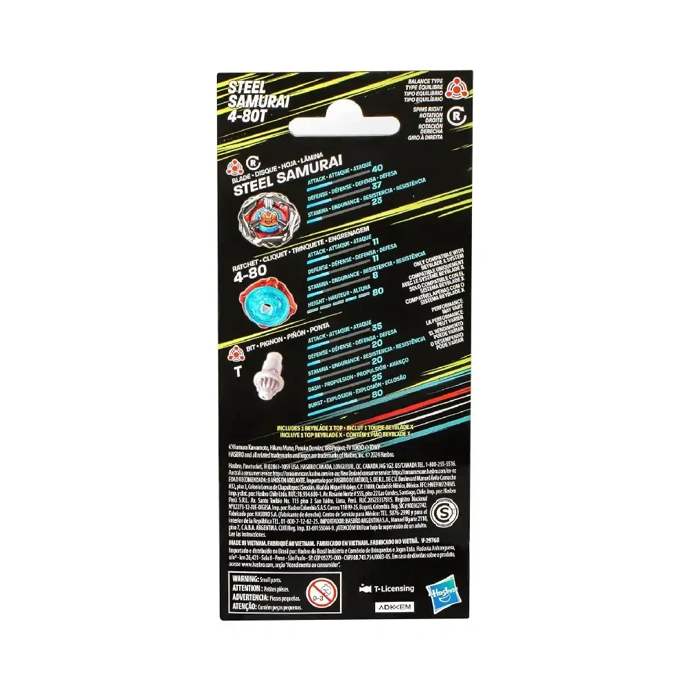 Beyblade X Steel Samurai 4-80T booster Pack Set