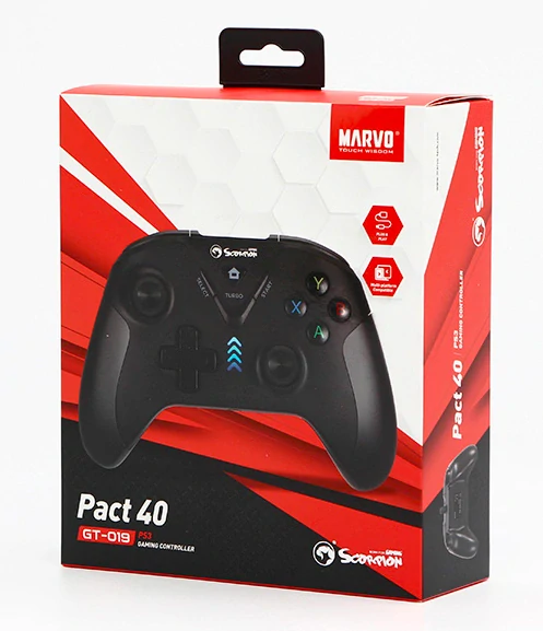 Gamepad Marvo PACT 40, 16tl., USB, černý, vibrační